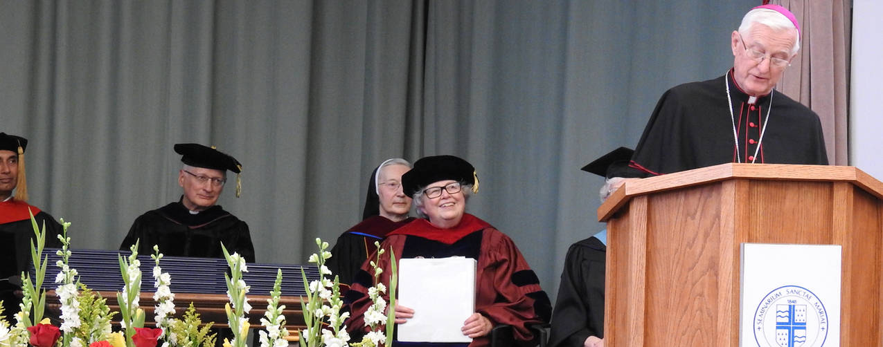 Bishop Martin Amos addresses graduates of Saint Mary Seminary and Graduate School of Theology