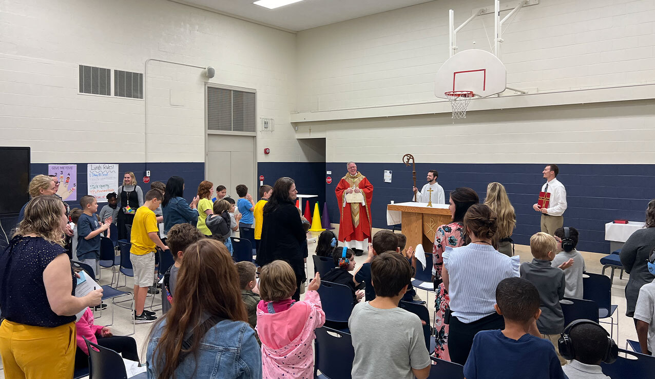 Bishop Woost celebrates first Mass at new Julie Billiart Brecksville campus