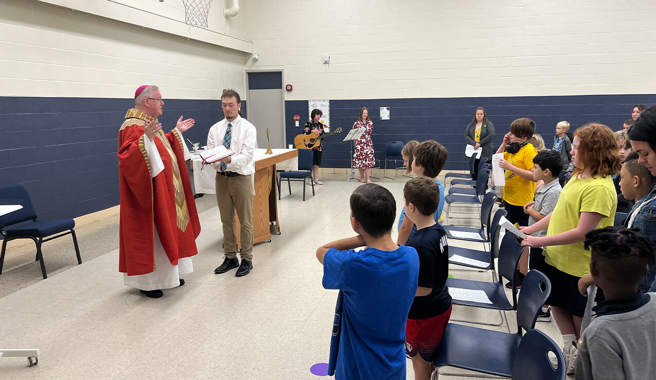 Bishop Woost celebrates first Mass at new Julie Billiart Brecksville campus