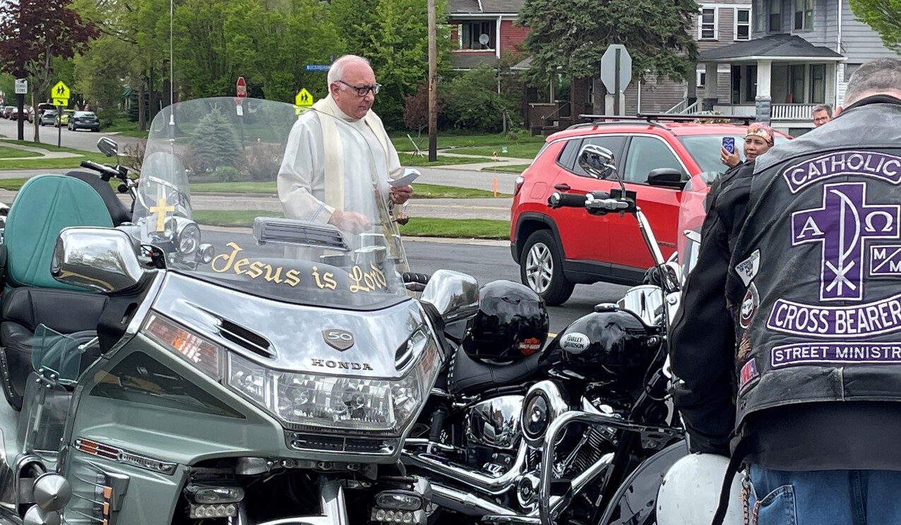 Catholic Cross Bearers Motorcycle Ministry hits the street after blessing of bikes