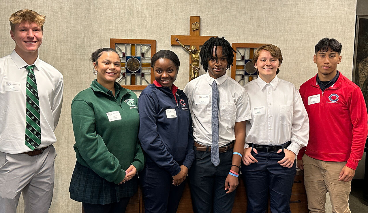 High school students share insights on Catholic education with First Friday Club of Cleveland 