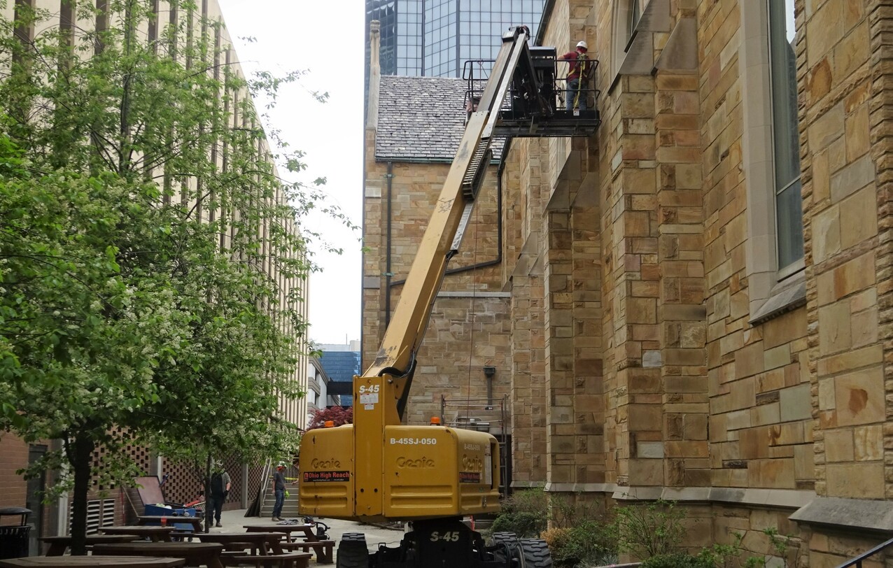 Extensive exterior renovation work underway on Cathedral of St. John the Evangelist